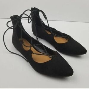 NINE WEST BLACK LACE UP FLATS
